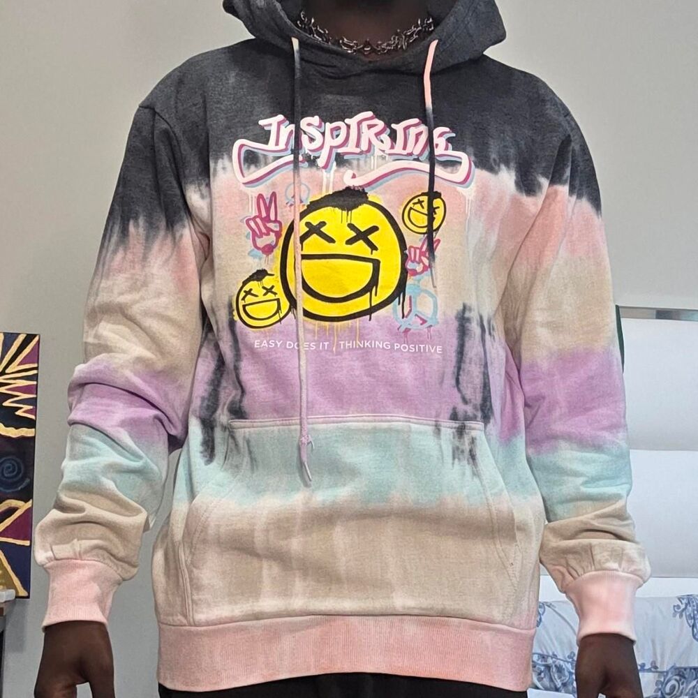 Smiley Graphic Tie Dye Streetwear Hoodie